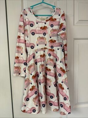 Marie Nicole Floral Pumpkin Print Long Sleeve Dress - Pink & Cream
